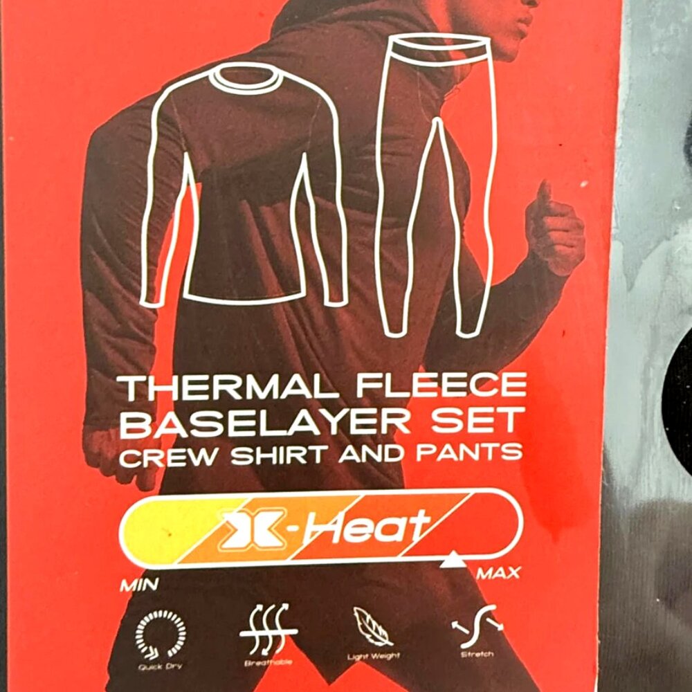 RBX Men's Black X-Heat Max Thermal Fleece Baselayer 2 Pc Set Small NIB - Picture 2 of 8